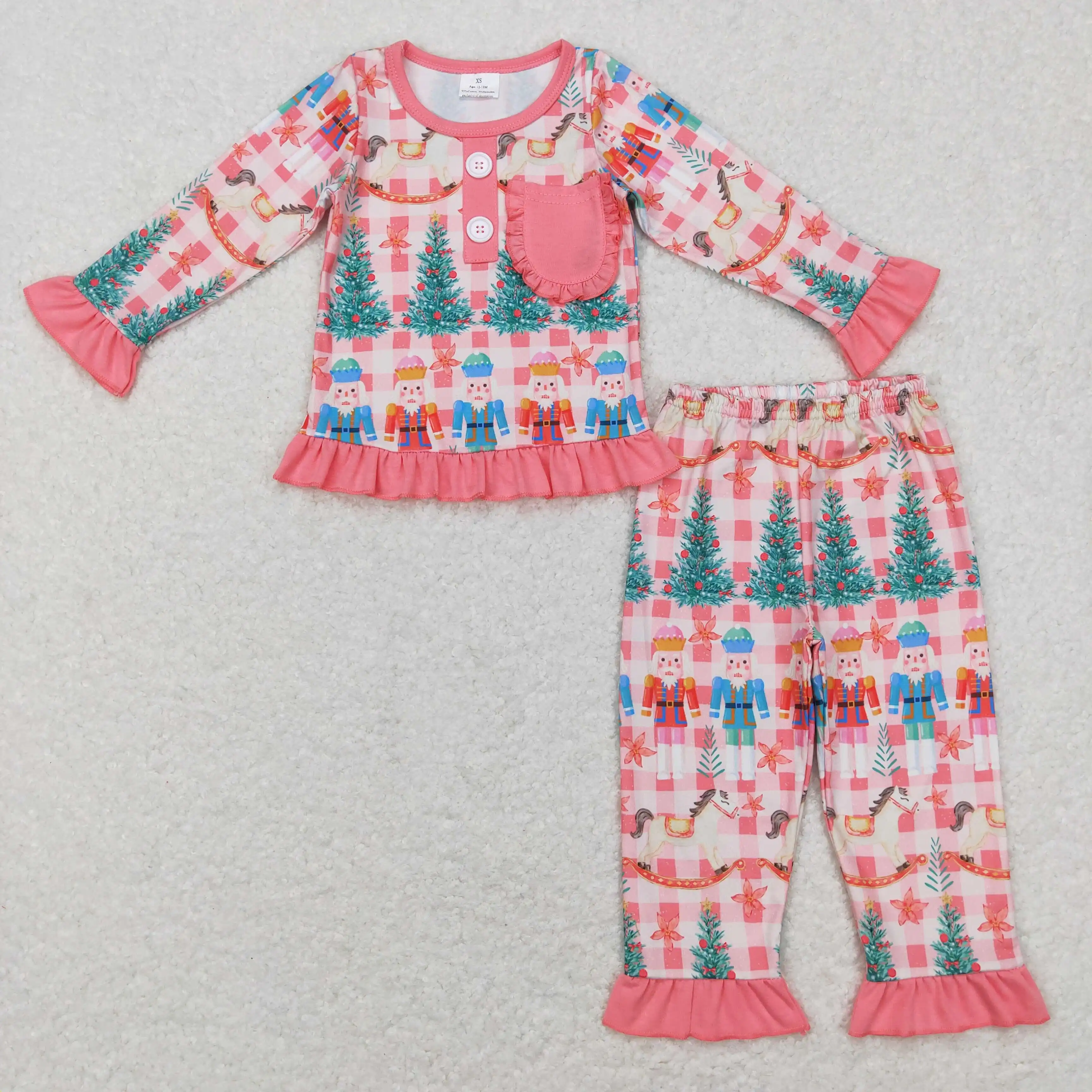 2023 tây trẻ em quần áo Toddler cô gái nutcracker Cây giáng sinh Pajama bé gái mềm ngủ trẻ em Boutique quần áo