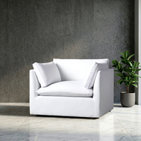 Canapé modulaire sectionnel en tissu blanc surdimensionné pour salon, mobilier de luxe pour villa, avec un design de siège profond et confortable