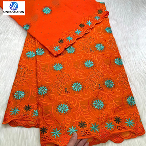 Sinya Promotion Tissu de Voile de Coton Suisse et Dentelle <span class=keywords><strong>Foulard</strong></span> 100% Coton Voile Africain pour Robe de Mariée - Product Image 4