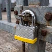 Cadenas en acier inoxydable laminé 50 mm, résistant aux intempéries, étanche, antirouille, avec anse renforcée, à clé, pour portail, clôture, extérieur, vente en gros