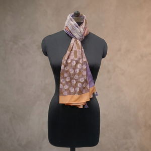 Women's Reversible Rayon <b>Scarf</b> <b>Long</b> Dot Pattern Purple Brown Orange Digital Printing All Seasons Daily Wear - Product Image 2