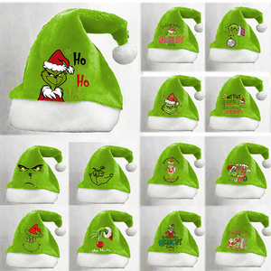 Chapeau de Noël en velours double face pour adulte unisexe, vert <span class=keywords><strong>Grinch</strong></span>, épaissi, à revers, décontracté, pour les fêtes d'hiver et les festivals - Product Image 3