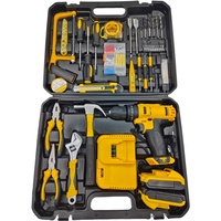 Perceuse à percussion 21V rechargeable au lithium-ion, populaire pour le commerce extérieur, avec 118 accessoires, double vitesse, performances puissantes, pour la maison