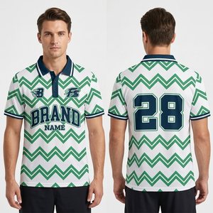 Polos de <span class=keywords><strong>Hombre</strong></span> al por Mayor, Polos de Golf de Alta Calidad con Impresión Digital, Polos Transpirables con Rayas Verdes - Product Image 5
