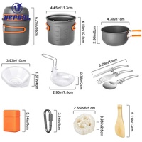 Ensemble de cuisine de camping URPOOL, 16 pièces, en alliage d'aluminium, antiadhésif, casseroles, poêles, couteau pliant, fourchette, compatible avec la cuisinière à gaz, portable