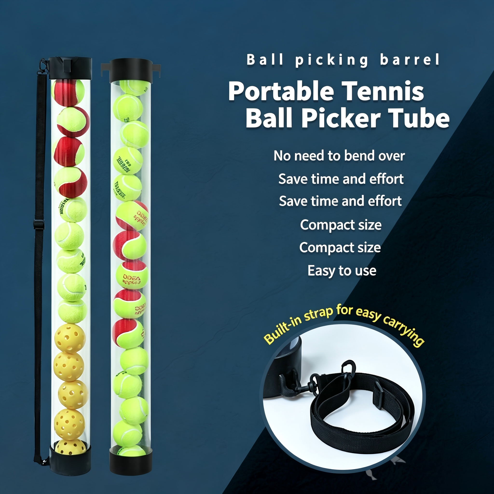 Ball Picking Tool & Device PC Material 100x10cm Size for Pickleball Tennis Padel