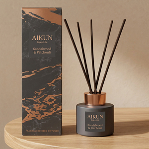 Aikun Sandalwood Patchouli Matte Glass Reed <b>Diffuser</b> Set For Home Hotel Room Gift Wholesale Fragrance <b>With</b> 5 Fiber <b>Sticks</b> - Product Image 1