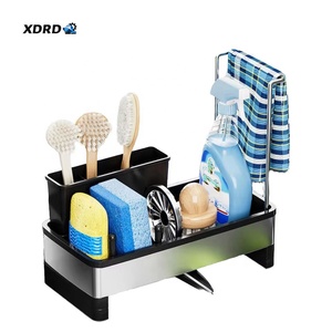 Support de rangement moderne pour évier de <span class=keywords><strong>cuisine</strong></span>, en acier inoxydable, anti-rouille, avec porte-éponge et porte-brosse simple, égouttoir - Product Image 1
