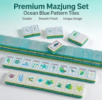 Wind Sparrow Mahjong américain de luxe moderne en acrylique ultra-transparent avec motifs en cristal, ensemble complet pour 4 joueurs, jeu de table en boîte à motifs de dessins animés