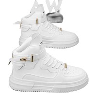 Chaussures tendance pour hommes, baskets montantes pour hommes, chaussures de sport à semelle épaisse pour adolescents, baskets en cuir pour hommes