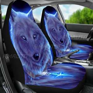Housse de siège de voiture universelle 3D imprimée loup, en tissu polyester élastique, protection de coussin de siège auto, tout inclus, 1/2/7 pièces - Product Image 3