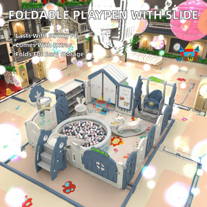 WINWAYTOYS Aire de jeux intérieure pour enfants, piscine à balles souple, parc de jeux pliable en bois, PVC, PP, avec toboggan et balançoire pour bébés, utilisation scolaire en intérieur - Product Image 3