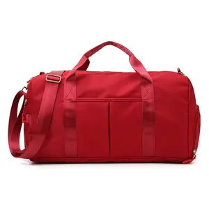 Bolso de lona rosa de gran capacidad para hombre y mujer, bolsa de viaje deportiva resistente al agua, pequeña