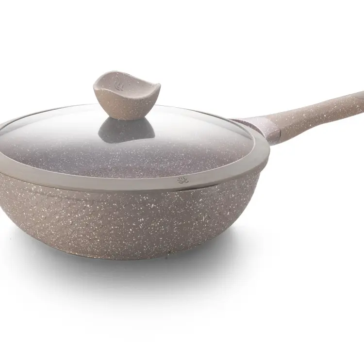 Novo design antiaderente multi-funcional cozinha moda wok, silicone tampa wok