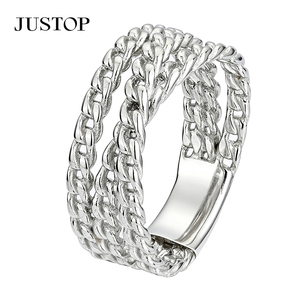 JUSTOP 925 Silver Plated Modern Wave <b>Ring</b> Unisex Fashion Jewelry Daily Wear <b>Statement</b> Band <b>Ring</b> - Product Image 5
