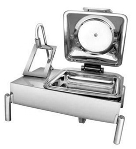 Recipiente rectangular de acero inoxidable para calentar alimentos con tapa y asa para exhibiciones de buffet, control de temperatura, calentamiento eléctrico manual. - Product Image 1