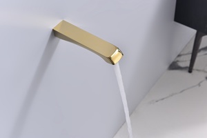 Grifo mezclador de ducha de baño de oro negro contemporáneo, patrón de pulverización de lluvia suave montado en la pared integrado oculto - Product Image 5