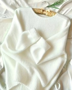 เสื้อสเวตเตอร์ถักคอวีสีพื้นลำลองสำหรับผู้หญิง แฟชั่นฤดูใบไม้ร่วง/ฤดูหนาว - Product Image 6