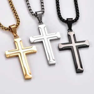 Collar con colgante de cruz, collar de acero inoxidable con dijes religiosos de oración para hombres y mujeres, regalo de joyería - Product Image 3