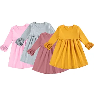 boutique 2020 blank cotton casual long sleeve pink cute children clothes smocked dress fashion dresses