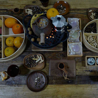 Plateau de rangement Fournitures de cuisine Cuillère en bois d'acacia Pelle Bol Cuillère Assiette à dîner Assiette à fruits Ensemble de vaisselle