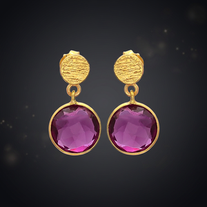 Boucles d'oreilles pendantes en tourmaline rose, alliage d'argent hydro-plaqué or 18 carats, faites à la main, classiques, avec pierres précieuses, pour fête d'enfants - Product Image 3