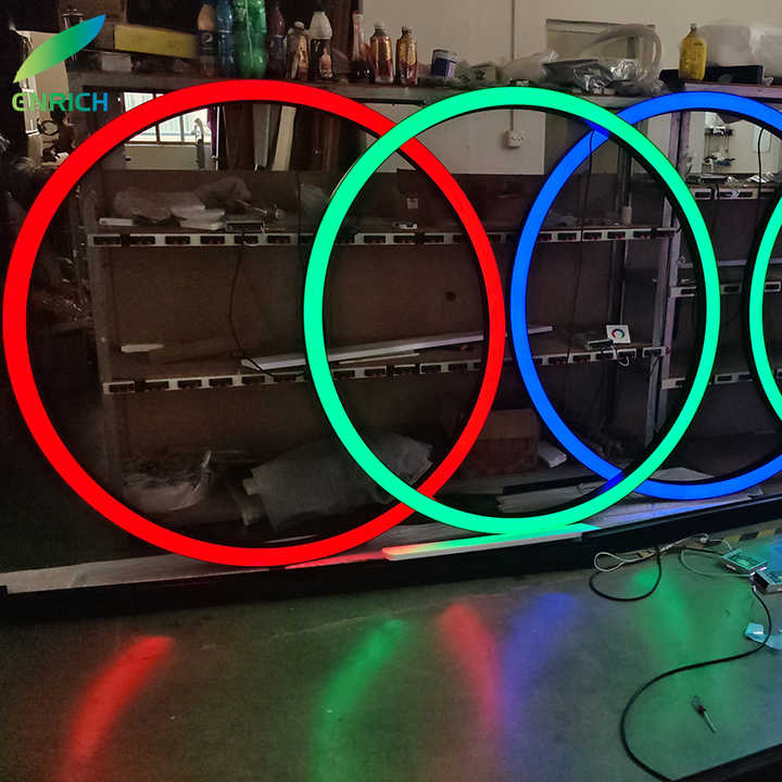 Round RGB Pendant Light 600mm 800mm Circle Ring Led Hanging Lamp Circular Linear Light for Gym Game Room