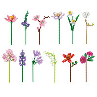Kit de construction de fleurs en briques de plastique, 12 types de pivoines mélangées, le plus populaire, pour bouquets DIY