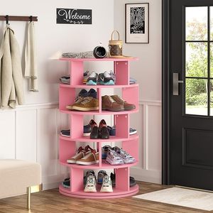 Étagère à chaussures rotative rose rotative à 360 degrés rotative circulaire rotative pour salon armoire de rangement armoires à chaussures rotatives - Product Image 4