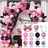 140 pièces Minnie Mouse Latex ballons Kit filles fête d'anniversaire décorations de mariage rose Rose rouge feuille Globos noël guirlande arc