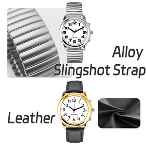 Montre parlante <span class=keywords><strong>à</strong></span> <span class=keywords><strong>voix</strong></span> large et claire dorée anglaise française pour aveugles, malvoyants ou personnes âgées - Product Image 3