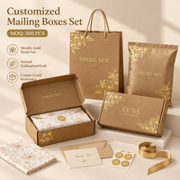 Boîtes d'expédition en carton ondulé biodégradable personnalisées, boîte d'emballage imprimée sur mesure avec logo doré, ensemble de boîtes en papier