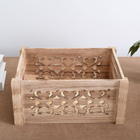Boîte de rangement rustique en bois de Paulownia carbonisé avec poignées, boîte gravée ajourée pour emballage cadeau et rangement quotidien
