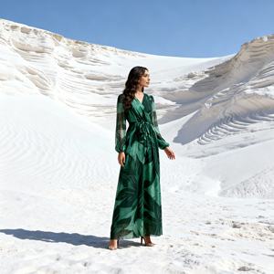 Abaya élégante en polyester imprimé de luxe pour femmes musulmanes, robe de soirée sur mesure, fournisseur en gros - Product Image 4