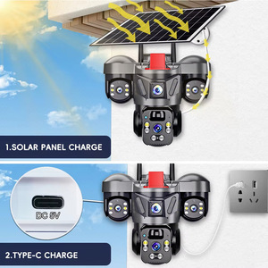V380PRO Solar Outdoor Camera Triple Lens Full Color Night Vision 5G Network <b>Security</b> Surveillance With Solar Panel And Type C - Product Image 1