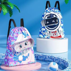 Swimming Bag Waterproof <b>Drawstring</b> <b>Backpack</b> For Trip Multipurpose Large Capacity Storage With Mermaid And Astronaut Design - Product Image 1