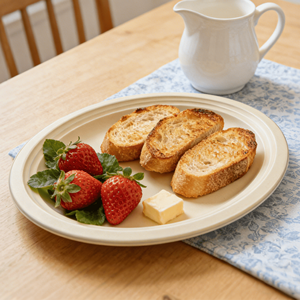 [500 pezzi] Piatti compostabili in bagassa ovali naturali 12,5 x 10 cm - Product Image 1