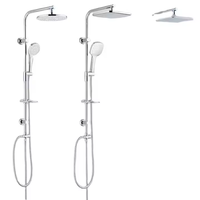 Ensemble de douche pluie contemporain en acier inoxydable chromé avec robinets thermostatiques et jet doux poli pour salles de bain