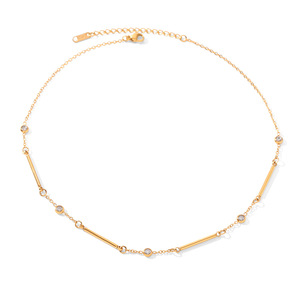 Collar de Acero Inoxidable Antideslustre, Resistente al Agua, Sin Decoloración, con Circonita Cúbica Brillante, Chapado en Oro de 18K, Accesorio Diario para Mujer - Product Image 6