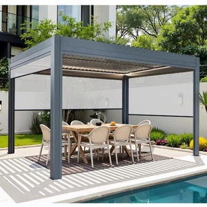 Pérgola Motorizada de Aluminio para Exteriores, Techo de Láminas Impermeable, Gazebo con Luces LED para Jardín, Patio o Terraza - Product Image 1