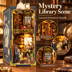 Kit Book Nook <span class=keywords><strong>Detective</strong></span> da 464 Pezzi, Puzzle 3D in Legno Fai da Te, Scena in Miniatura da Inserire nella Libreria con Luce - Product Image 2