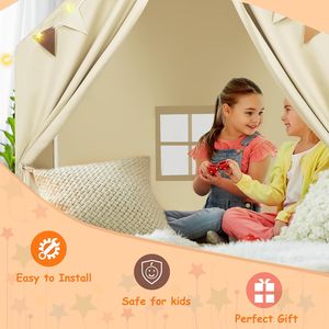 Tiendas de campaña para cama individual, grandes, con diseño de <span class=keywords><strong>castillo</strong></span> de princesa y pompones, para jugar en interiores, tipo <span class=keywords><strong>casa</strong></span> de juegos, para niña, con dosel para cama - Product Image 4