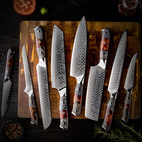 Ensemble de couteaux de cuisine en acier damas, 3 pièces, 67 couches, manche en bois solidifié, japonais AUS10 Chef Kiritsuke
