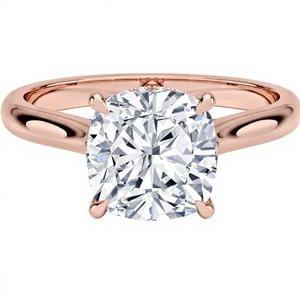 Anillo de compromiso de diamante de laboratorio con corte cojín chapado en oro de 18K y 14K, halo oculto, diamante CVD, plata de ley 925 - Product Image 4