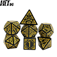 Lot de 7 dés polyédriques en acrylique 18 mm à motifs runiques anciennes pour jeux de table DND RPG, série FG-18, personnalisable