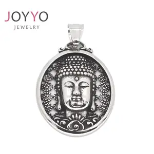 Trending Stainless Steel Hollow Buddha Pendant Men Necklace Buddha Love Spiritual Jewelry Meditation Accessories