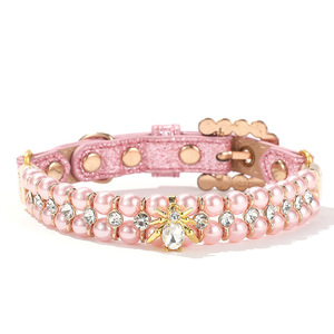 Collier de luxe pour animaux de compagnie en perles avec breloque en forme de coléoptère |   Collier élégant en forme de <span class=keywords><strong>coccinelle</strong></span> pour chats et petits chiens |   Boutique d'accessoires pour chiots - Product Image 3
