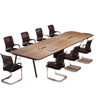 Table de conférence moderne pour 10 personnes, modulaire et extensible, avec plateau en bois et pieds en métal, idéale pour salle de réunion, salle à manger, usage commercial, hôtel, école