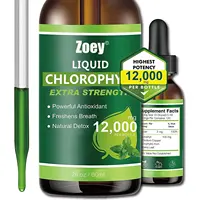 Etichetta privata clorofla gocce liquide aroma di menta 12000mg pelle Acne disintossicazione Booster sistema di digestione supporta la funzione del fegato