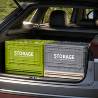 Boîte de rangement pliable en plastique avec couvercle et roulettes, idéale pour l'organisation de voiture et le rangement extérieur des jouets